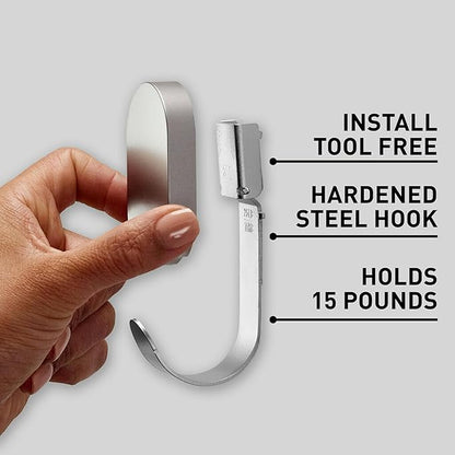 3M CLAW 15 lb. 2 Drywall Silver Hooks & 2 Extra Picture Hangers, Heavyweight Hanging Solution for Backpacks, Jackets, Pictures and Room Decor, Cute Wall Hooks - 4 Pack