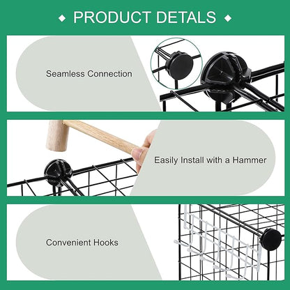 ZENY Cube Storage 12-Cube Metal Wire Storage Shelves Cube Closet Organizer Storage Bins DIY Storage Grids Modular Wire Cubes Bookshelf Bookcase for Home Office, Black