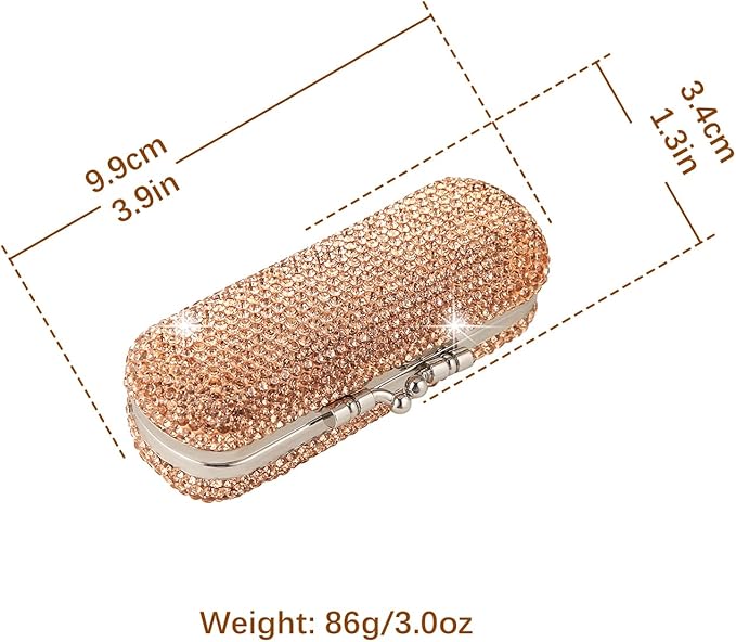 AsAlways Shiny Rhinestone Crystal Portable Lipstick Case with Mirror Portable Bling Diamonds Makeup Cosmetic Storage Holder for Travel Ladies Fashion