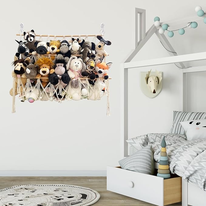 Stuffed Animal Net or Hammock Handmade Hammock Net for Stuffed Animals Corner Wall Hanging for Storage Organizer Holder for Small Stuffed Animal Net