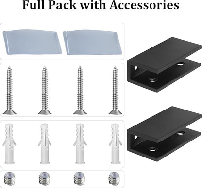 Alise Glass Shelf Brackets 2Pcs, Adjustable Shower Glass Clamps, Heavy Duty Clamp Holder, SUS304 Stainless Steel Brackets for 8-12mm Shelves, Matte Black