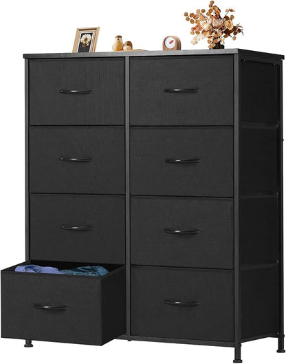 OLIXIS 8 Drawers Storage Organizers Units, Closet Organizers and Storage for Clothes, Fabric Storage Drawer for Living Room, Chest of Dresser in 31.5" D x 11.8" W x 36.4" H, Black