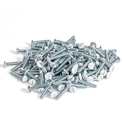 Henne Bery 3/4" Long 6-32 Thread, Oval Head Milled Slot Replacement Wall Plate Screws, 150 Pack, White