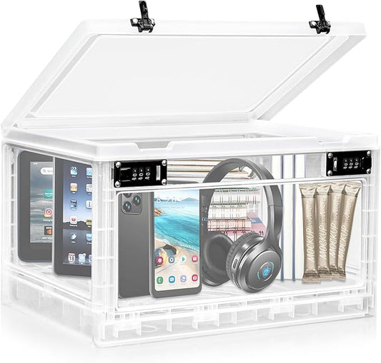 Lalifebuss Large Lock Box for Personal Items, 24 Litre Combination Lockable Storage Box for Office Locker/School/Medicine/Snacks/Phone Jail/Electronic/Home