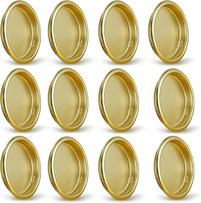 HOMOTEK 12 Pack Closet Door Finger Pull 2-1/16”, Easy Snap in Installation, Brushed Brass Finish, Fits a 5/16”Depth x 2-1/16" Diameter Opening Hole