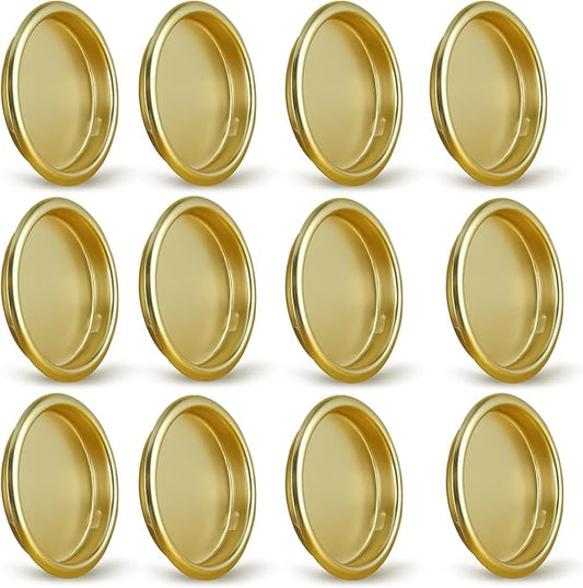 HOMOTEK 12 Pack Closet Door Finger Pull 2-1/16”, Easy Snap in Installation, Brushed Brass Finish, Fits a 5/16”Depth x 2-1/16" Diameter Opening Hole