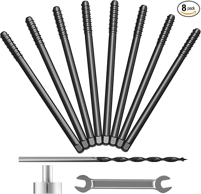 8pcs Heavy Duty Floating Shelf Brackets for 3/4" to 1.75" Boards, Invisible Blind Shelf Support Kit with CNC Drilling Jig, Double-Threaded Rods for DIY Custom Floating Shelves, 125lbs (6 inch-8pcs)