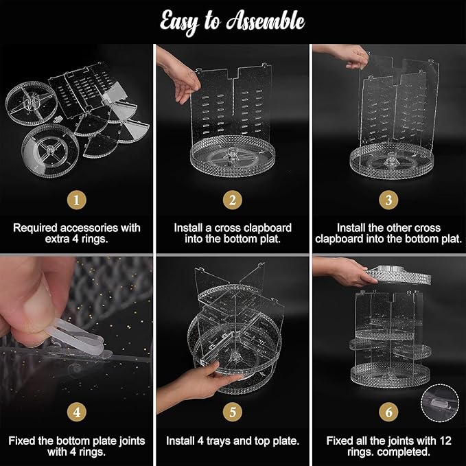 Large Makeup Organizer 360 Degree Rotating, Makeup Storage Organizer, Cosmetic Organizer Gold, 7 Layers Large Capacity Cosmetic Storage, Fits Makeup Brushes, Lipsticks, Bathroom, Gold