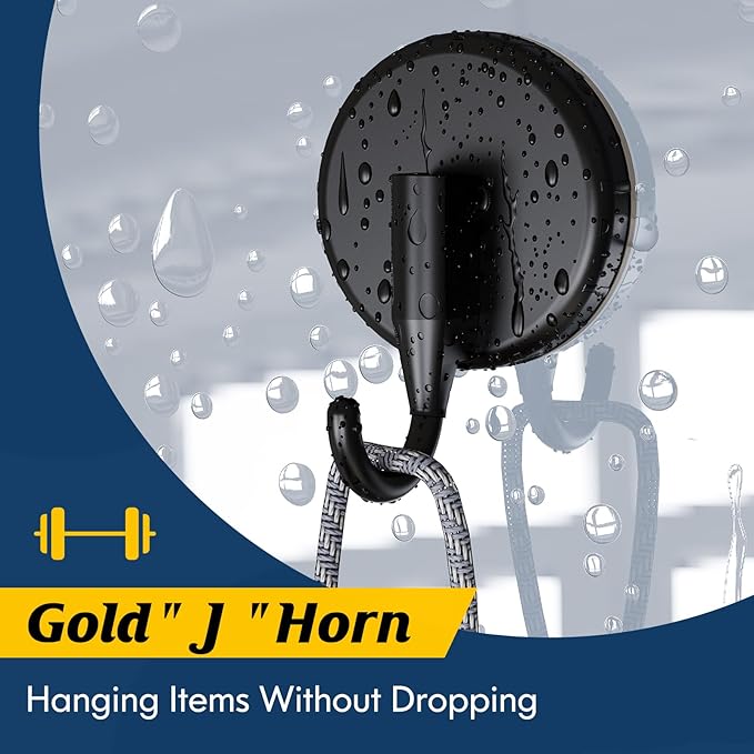 Suction Cup Hooks for Shower, Shower Hooks for Inside Shower,Mounting on Glass Doors,Tile, Mirrors, Metals,Hooks for Hanging Towels, Robe, Loofah, Jackets-Black(2 Pack)