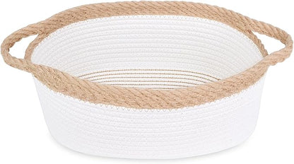 ABenkle Small Basket with Handles - Decorative Durable Rope Woven Storage Bin Shelf Storage Organizer Cube, Easter Baby Gift Basket, 12"x8"x5"