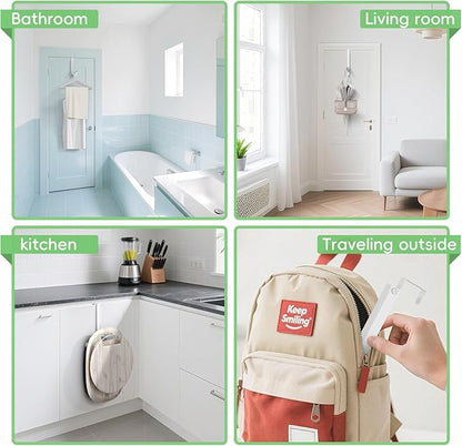 Over Door Hooks,Over the Door Clothes Hanger with 10 Ridges,Space-Saving Over the Door Drying Rack,Door Hooks for Hanging Clothes,Larger Capacity Over the Door Hanger (1, White)