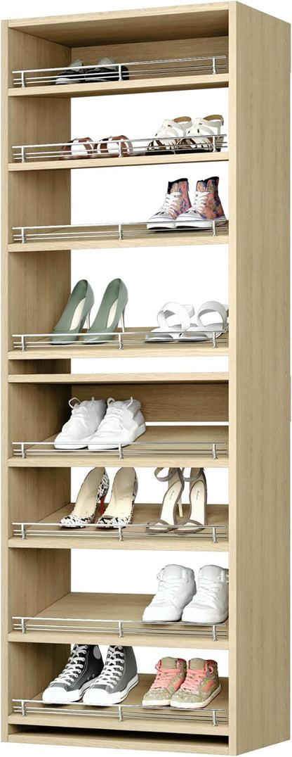 Modular Closets Vista Collection Slanted Shoe Shelf Tower Closet Organizer Unit (Oak, 19.5" Wide)