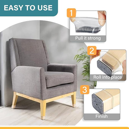 Ansible 24 Pcs Chair Leg Floor Protectors Square, Silicone Felt Furniture Leg Pads Caps Covers for Hardwood Floors (Fit:1-1/2" to 1-7/8")