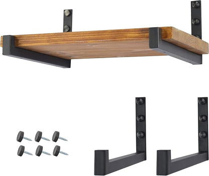 OVOV 2 Pack Heavy Duty Shelf Brackets Wall Mounted Industrial Farmhouse Floating Shelf Brackets with Lip