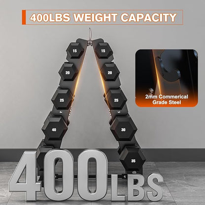 DERACY Dumbbell Rack Stand Only, Heavy Duty A-Frame Dumbbell Storage Rack, 5 tier Steel Dumbbell Holder for Home Gym Space Saver