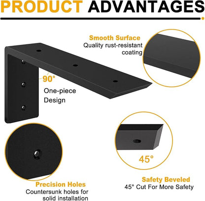 Countertop Support Brackets 10 inch,Heavy Duty Countertop Brackets 10'' x 6'' x2.5'' for Granite,L Bracket Metal Corbels for Quartz,Granite,Wood,Concrete and Laminate Countertops(2 Pack)