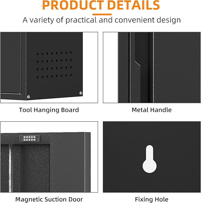 Metal Garage Wall Cabinet with 1 Door, 13.78'' Wide Wall Mounted Tool Cabinets for Garage, Basement, Warehouse, Kitchen, Bathroom, Home Office, Black, Assembly Required