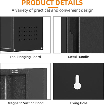 Metal Garage Wall Cabinet with 1 Door, 13.78'' Wide Wall Mounted Tool Cabinets for Garage, Basement, Warehouse, Kitchen, Bathroom, Home Office, Black, Assembly Required