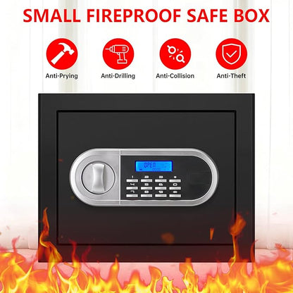1.3 Cuft Small Home Safes Water and Fireproof, Anti-theft Safes for Home Use Fire and Water Proof with Combination Lock, Smart Alert System and Removable Shelf, Digital Document Safe for Jewelry Money