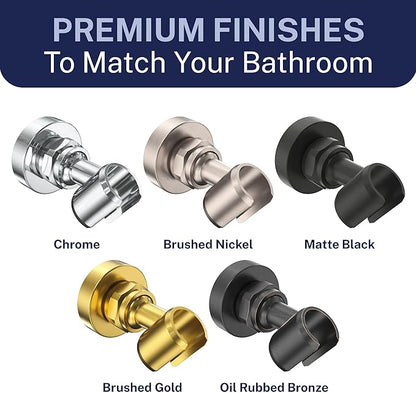HammerHead Showers Solid Metal Handheld Showerhead Holder Wall Mount, Adjustable Screw-Mounted Pivot Ball, Shower Hose Holder, Fits Most Handheld Showerheads, Brushed Nickel