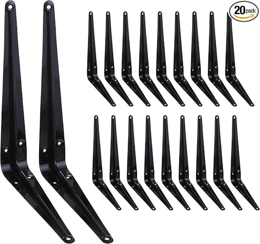 HEART ART 20 Pack Shelf Bracket 10 Inch ,Heavy Duty Shelf Brackets,Floating Shelf Bracket L Brackets,Metal Shelf Brackets for Wall, 10”L x 8”H x1.7”W