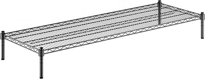 21" x 60" x 8" Black Epoxy Wire Storage Shelf, Dunnage Rack, Commercial 1 Tier Small Shelf