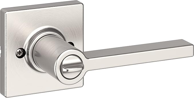 Kwikset Casey Interior Privacy Door Handle with Lock,Door Lever for Bathroom and Bedroom,Satin Nickel Reversible Keyless Turn Lock,with Microban Protection,(Pack of 4)