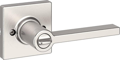 Kwikset Casey Interior Privacy Door Handle with Lock, Door Lever for Bathroom and Satin Nickel Reversible Keyless Turn Lock, with Microban Protection (Pack of 10)