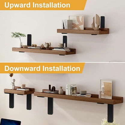 10 Pack - L 10" x H 6" x W1.5, 5mm Thick Black L Shelf Bracket, Iron Shelf Brackets, Metal Shelf Brackets, Floating Shelf, Shelf Supports with Screws
