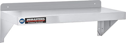 DuraSteel Heavy Duty Wall Mount Shelf - 36" Wide x 14" Deep Classic Stainless Steel Wall Floating Shelves - NSF Metal Storage Wall Shelves - For Commercial Kitchen, Laundry Room, Garage, Food Truck