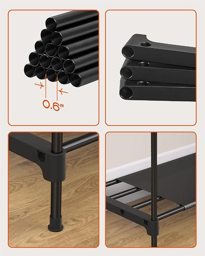 Clothes Rack, Portable Closet, 71.7 Inch Large Capacity Wardrobe Closet, Clothes Storage Organizer with Shelves and 3 Hanging Rods, Easy to Assembly, Black PCT035B01