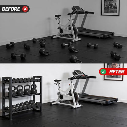 Dumbbell Rack 3 Tier Weight Rack for Home Gym 31 IN Length Adjustable Dumbbell Stand 450 lb Capacity Storage Stand Weight Storage Gym Organizer