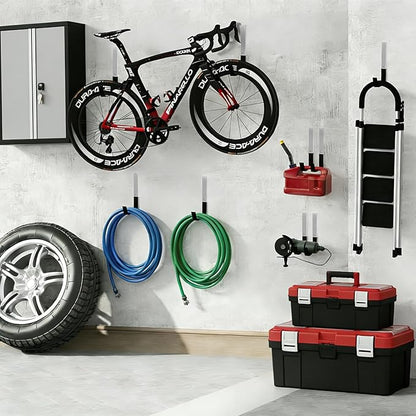 Heavy Duty Steel Garage Hooks,Garage Storage Utility Hooks,Anti-Slip Garage Hooks,Garage Garden Tool Organizer,Steel Wall Mount Hooks, Garden Hose Hanger, Black J Hooks (Large-4PC)