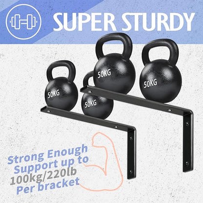 CLT Black Shelf Bracket, 6” X 4” Quarter Inch (1/4") Thick- Max Load: 330 lb Rustic Industrial Modern Farmhouse Heavy Duty Cold Rolled Steel Bracket for Table Bench, Space Saving DIY, Pack of 4