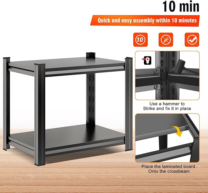 2 Tier Storage Shelves,Metal Shelving Units,Waterproof Bathroom Storage Racks,Double-Layer Adjustable Multi-Purpose Shelves,Suitable for Bathrooms,Kitchen,Garages,Warehouses,and Basements