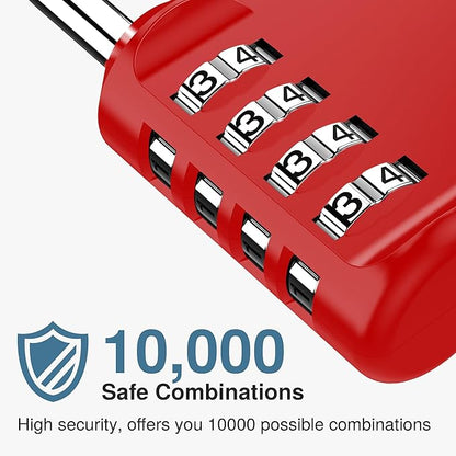 Puroma 1 Pack Combination Lock for Locker 4 Digit Outdoor Waterproof Padlock for School, Gym, Sports, Fence, Toolbox, Gate, Case, Outdoor, Hasp Storage (Red)