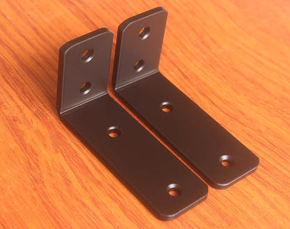 2 Pack - L 4" x H 2" x W1.5, 5mm Thick Black L Shelf Bracket, Iron Shelf Brackets, Metal Shelf Brackets, Floating Shelf, Shelf Supports with Screws