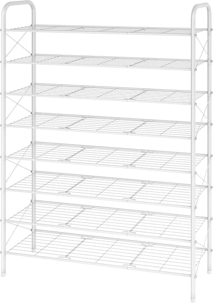 Hoctieon 8 Tier Shoe Rack for Closet, Durable Mesh Style Shoe Rack, Entryway Shoe Shelf, Shoe Storage Organizer for Hallway, Bedroom, Living Room, Wardrobe, White