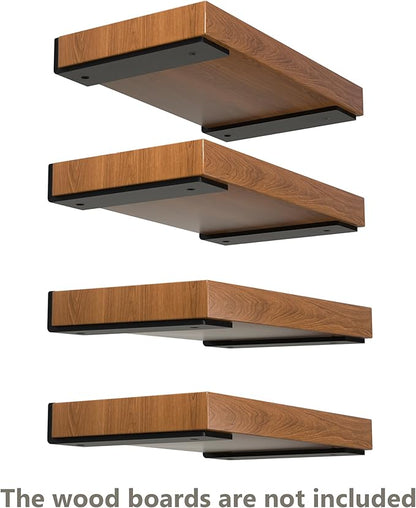 8 Inch Floating Shelf Brackets, Heavy Duty Hidden Bracket for Wall, Mantel, Bookshelves, Black Powder Coated Steel, 8-Pack