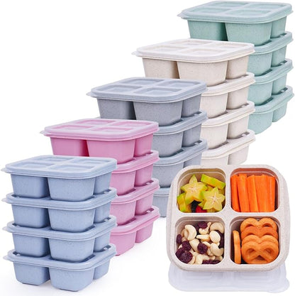 4 Compartments Snack Containers, 20 Pack Reusable Meal Prep Containers, BPA Free Lunch Box Container, Divided Food Storage Containers for Travel, Picnic, Microwave and Dishwasher Safe