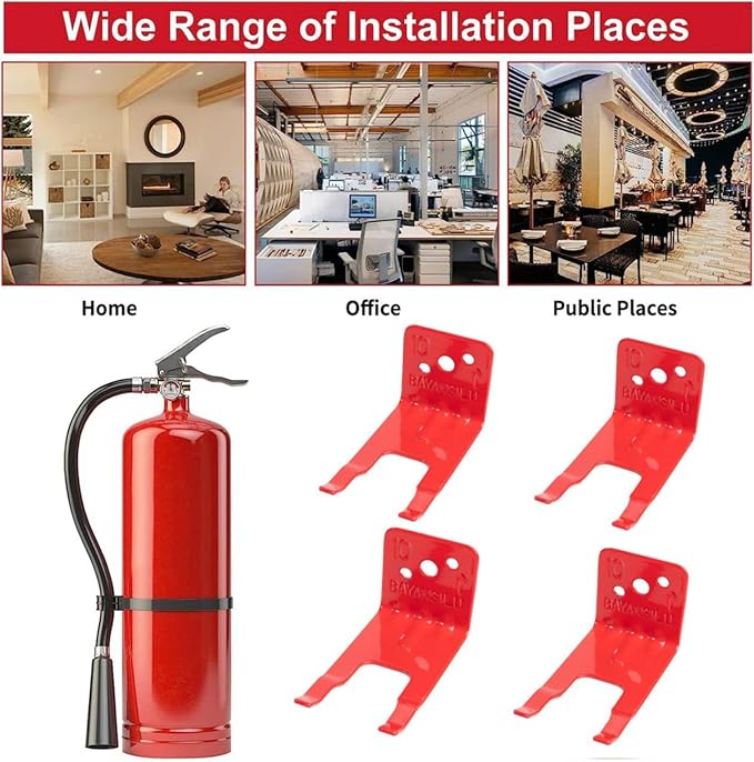 Universal Fire Extinguisher Bracket, Fire Extinguisher Mounts & Brackets (U Hook - 4 Pack)