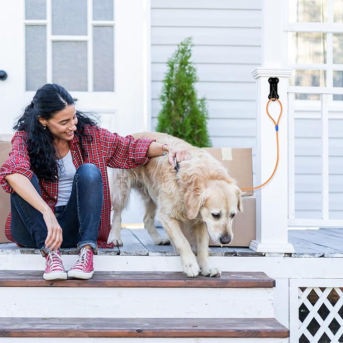 Dog Leash Holder for Wall, Heavy Duty Hook for Lead Management, Easy to Install, Fully Welded Hook for Indoor & Outdoor Use, Black, 2 Pack