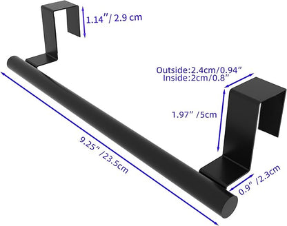 Cabinet Door Towel Bar - Single, Stainless Steel & Matte Black Over Cupboard Door Towel Holder