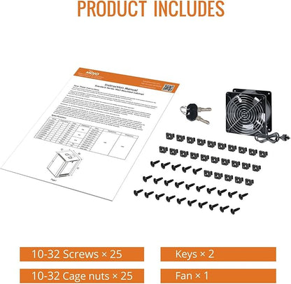 Tecmojo 18U Wall Mount Rack Network Cabinet for 19" IT Equipment,with Lockable Mesh Door and Side Panels,Cooling Fan,Black,17.7inch Depth for AV/Computer/Electronics Equipment Data Rack