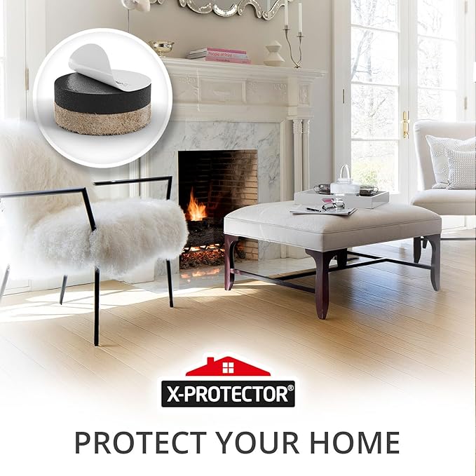 X-Protector Felt Furniture Sliders for Hardwood Floors 24 PCS 1” - Self-Adhesive Furniture Slider - Heavy-Duty Furniture Movers for Hard Surfaces - Felt Sliders - Move Your Furniture Easily!