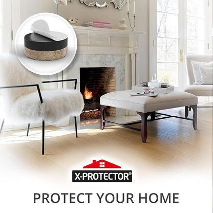 X-Protector Felt Furniture Sliders for Hardwood Floors 24 PCS 1” - Self-Adhesive Furniture Slider - Heavy-Duty Furniture Movers for Hard Surfaces - Felt Sliders - Move Your Furniture Easily!