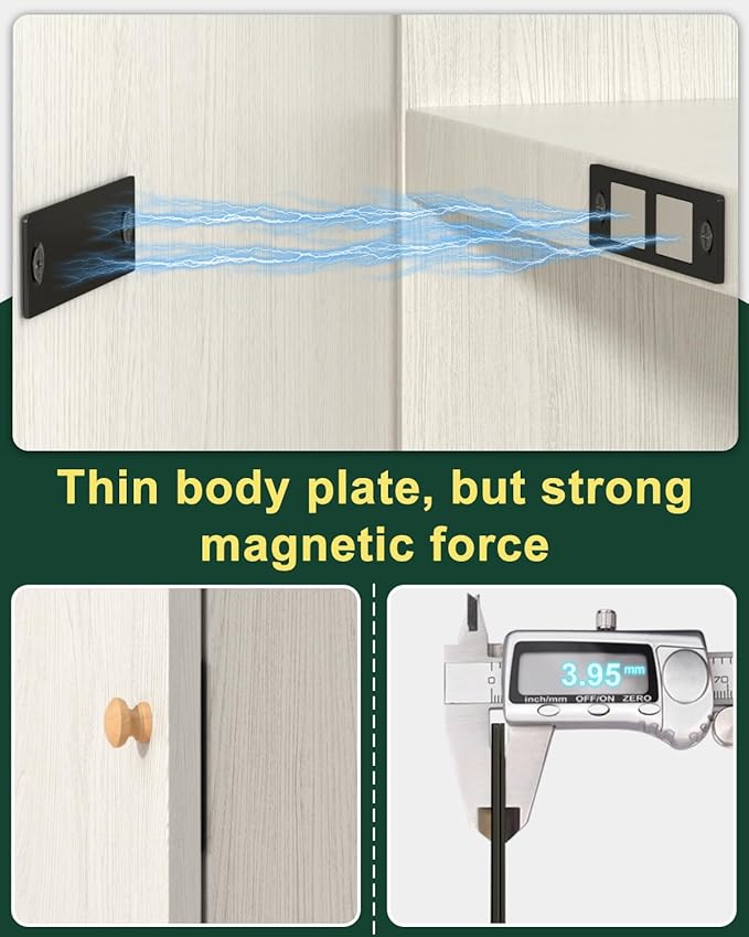 Jiayi 30 Lb Magnetic Door Catch Screw in Black, Heavy Duty Cabinet Latch, Cabinet Drawer Door Magnets, 2 Pack Kitchen Magnets Closures, Dual Pocket Door Magnets for RV, Cabinet Door, Barn Door