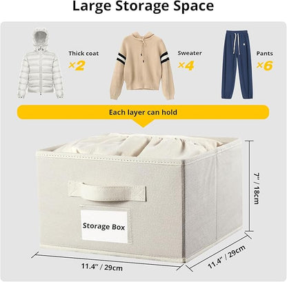 2 Pack 6 Shelves Hanging Closet Organizer with 2 Drawer, Hanging Storage with 4 Side Pockets for Clothes Shoes, 43.5"x12"x12"(Beige)