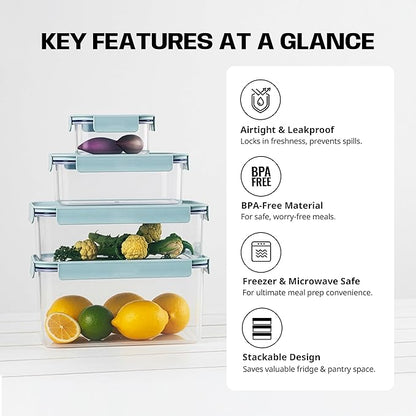 LocknLock HPL416 Classic-Plus Plastic Food Storage Container with Lid for Kitchen, Lunch, Meal Prep, and Leftovers, BPA-Free, Airtight, Leakproof, Microwave, Dishwasher, Freezer-Safe, 2.75L