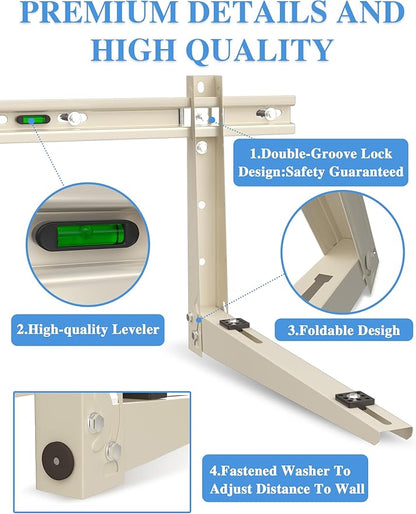 Mini Split Mounting Brackets for Outside, Condenser Bracket with Leveler for 7000 BTU to 24000 BTU Outdoor Ductless Mini Split Air Conditioner Heat Pump AC Systems, Max 490 Lb Capacity